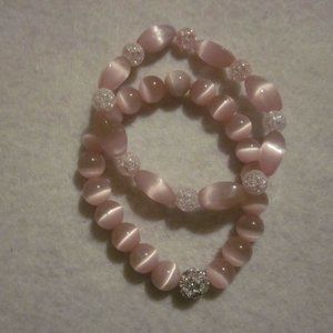 Pink Cats Eye Bracelet Set